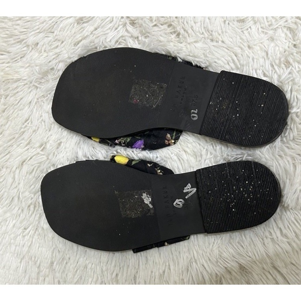 Ted Baker Ashina Knot Slide Sandals Mule 7.5 Black Floral Slip-On 37.5 - Picture 5 of 7